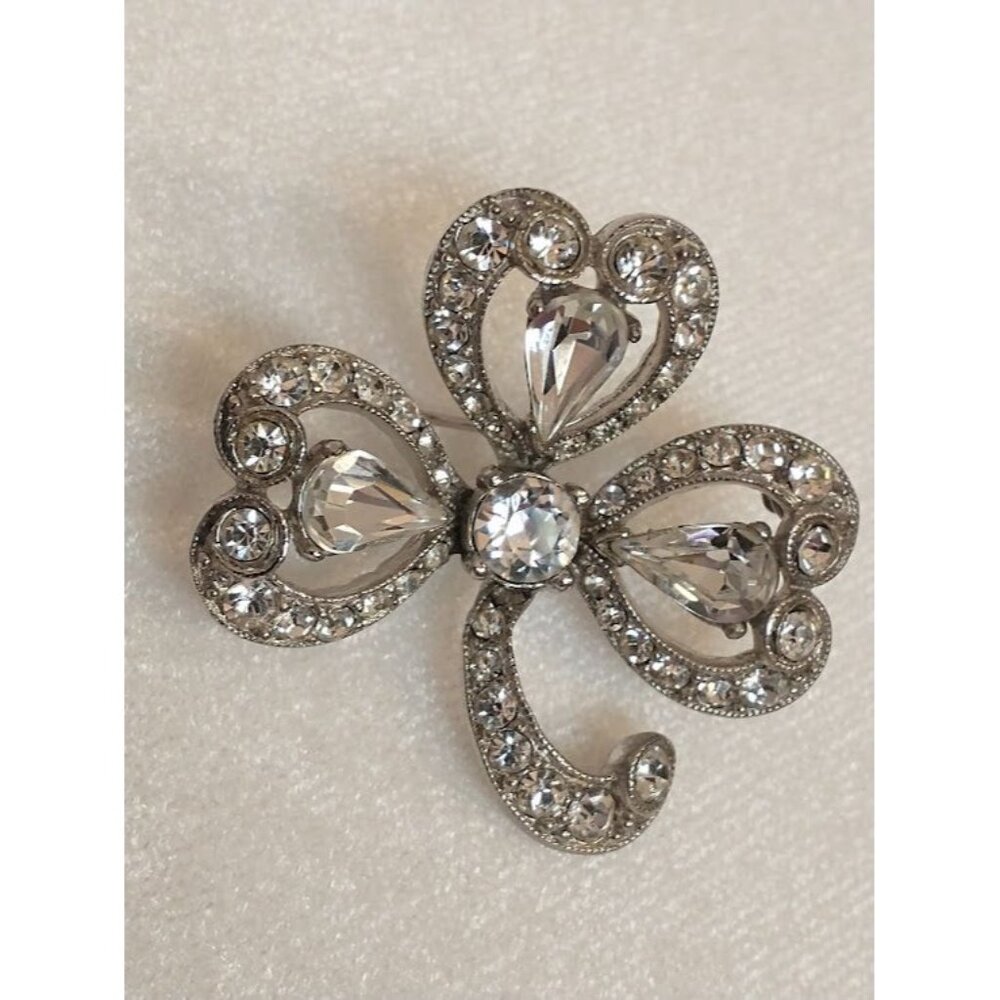 Rare Vintage BOGOFF Brooch Pin - Silver with Clear Rhinestones